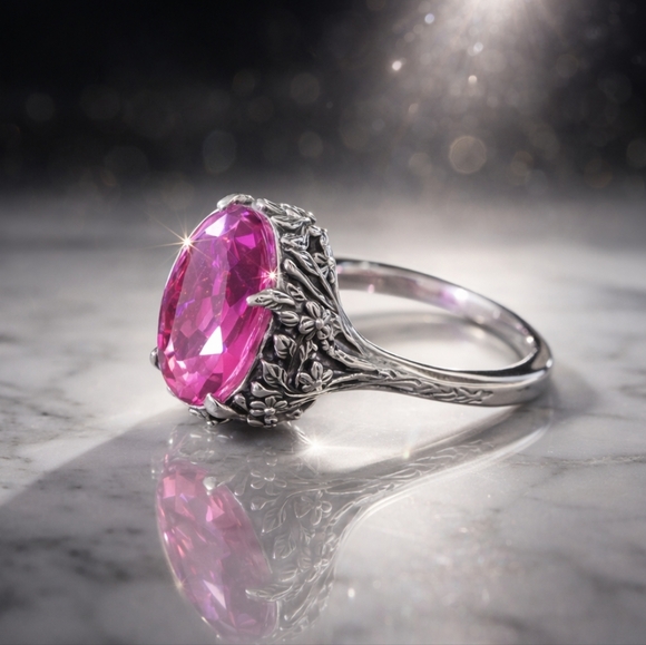 African Lilac Triplet Quartz Sterling Silver Ring